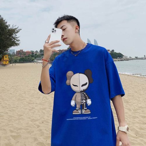 Mẫu áo thun nhân vật Kaws màu xanh dương