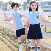 Kiểu dáng thiết kế đồng phục học sinh cấp 1 màu xanh hồng