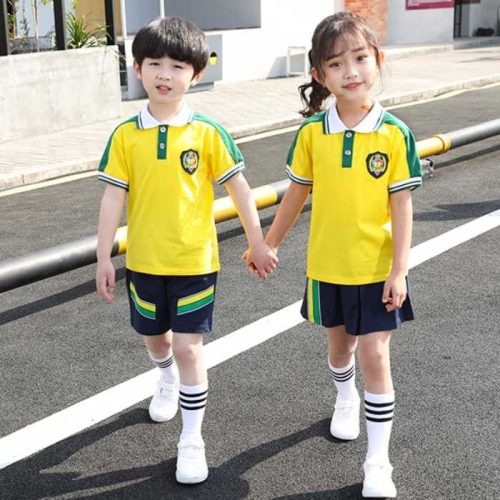 Mẫu áo polo đồng phục học sinh mầm non màu vàng
