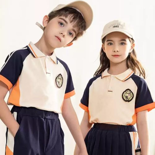 Mẫu áo polo đồng phục học sinh tiểu học màu nâu tanin