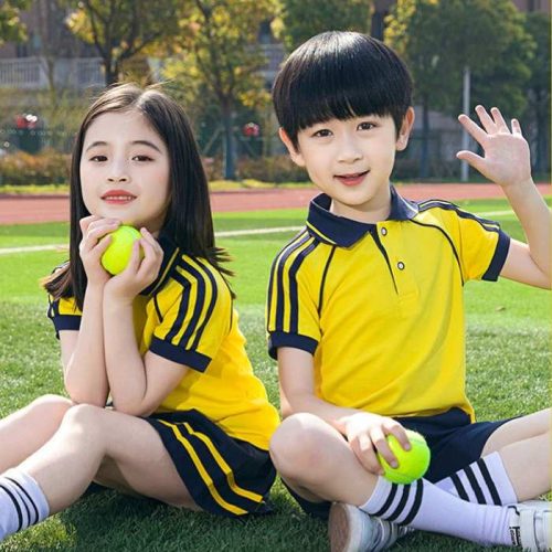 Mẫu áo polo đồng phục học sinh tiểu học màu vàng nổi bật