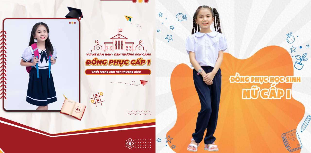 Trang phục học sinh cấp 1 thiết kế kiểu dáng hiện đại