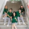 Áo lớp có cổ màu xanh iris BST Polo Besties
