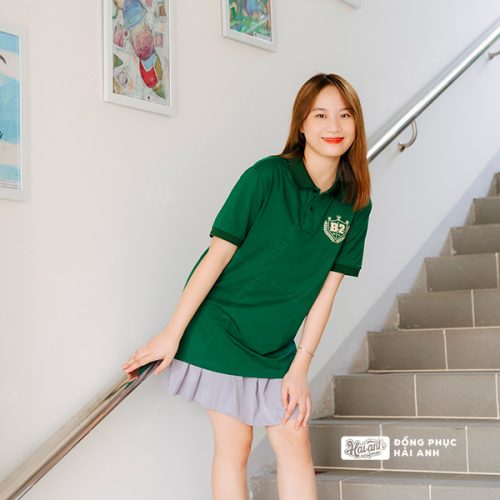 Áo lớp có cổ màu xanh iris BST Polo Besties - Hình 4