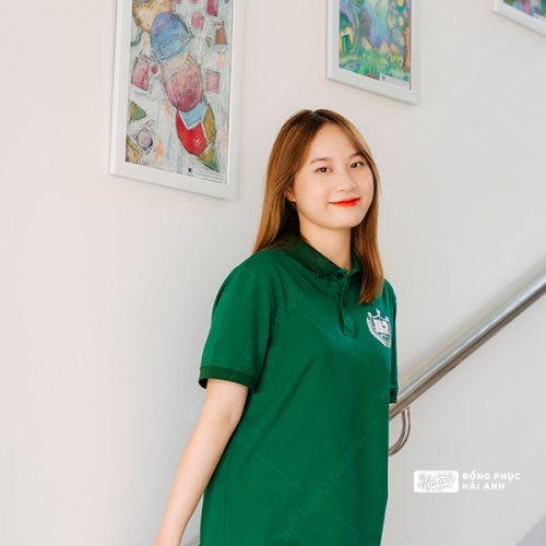 Áo lớp có cổ màu xanh iris BST Polo Besties - Hình 5