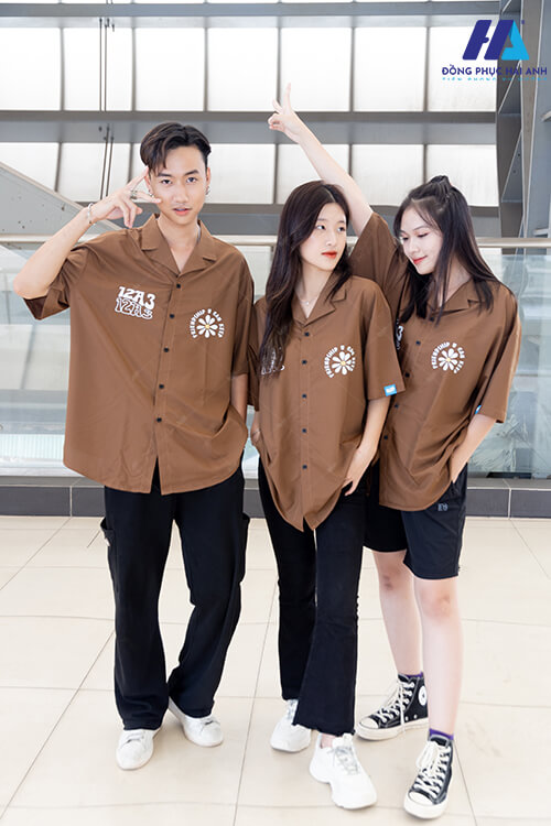Mẫu Áo Lớp Sơ Mi Hadez Màu Nâu Choco (Hình 1)