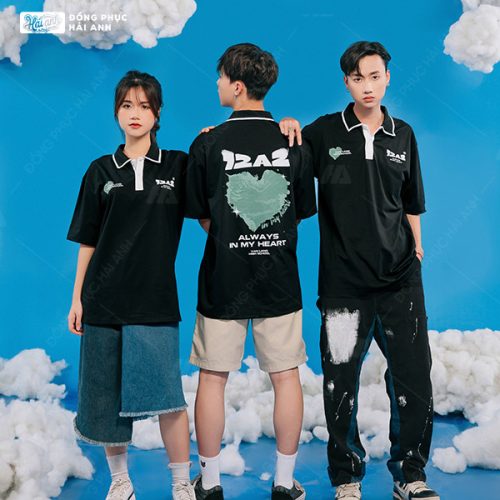 Áo lớp oversize cổ dệt màu đen - Hình 2