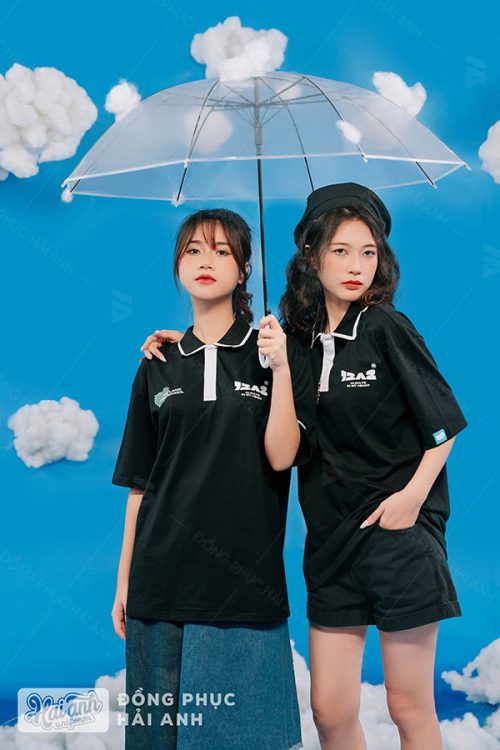 Áo lớp oversize cổ dệt màu đen - Hình 6