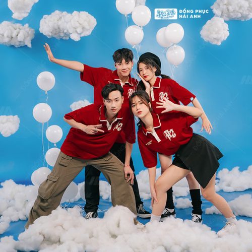 Áo lớp oversize cổ dệt màu đỏ - Hình 2
