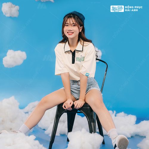 Áo lớp oversize cổ dệt màu kem cheese - Hình 7