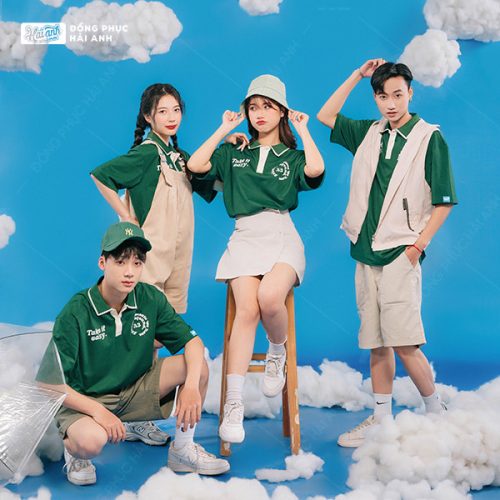 Áo lớp oversize cổ dệt màu xanh iris - Hình 5