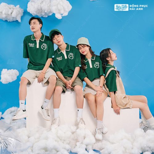 Áo lớp oversize cổ dệt màu xanh iris - Hình 7