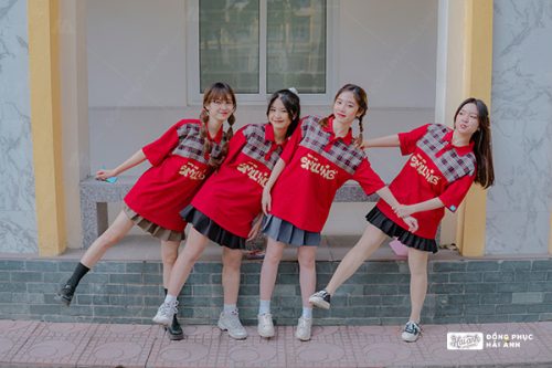 Áo lớp Ther màu đỏ đô kết hợp kẻ candy - Hình 2