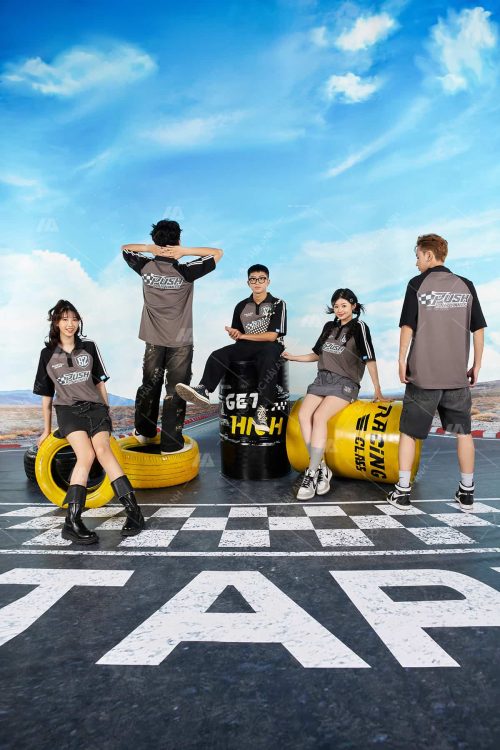 Mẫu Áo Lớp Polo Oversize Tay Raglan Màu Xám Đen - Hình 2