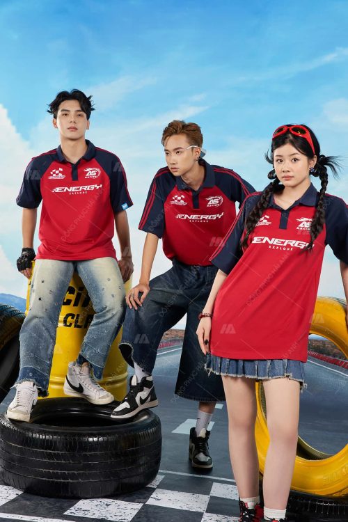 Mẫu Áo Lớp Polo Oversize Tay Raglan Màu Đỏ Đô - Hình 2