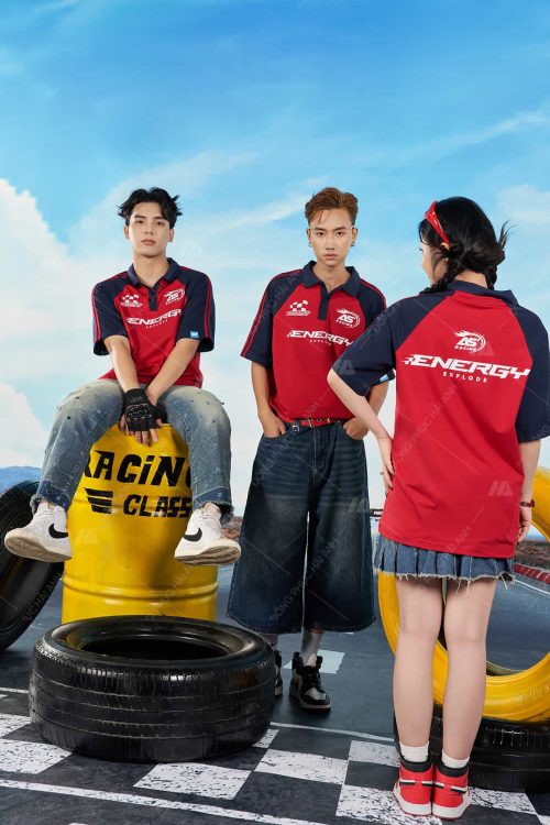 Mẫu Áo Lớp Polo Oversize Tay Raglan Màu Đỏ Đô - Hình 3