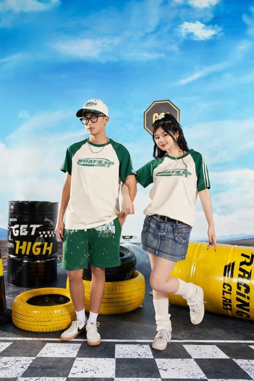 Mẫu Áo Lớp Polo Oversize Tay Raglan Màu Kem Cheese - Hình 4