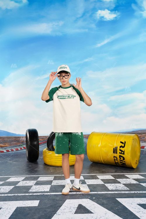 Mẫu Áo Lớp Polo Oversize Tay Raglan Màu Kem Cheese - Hình 5