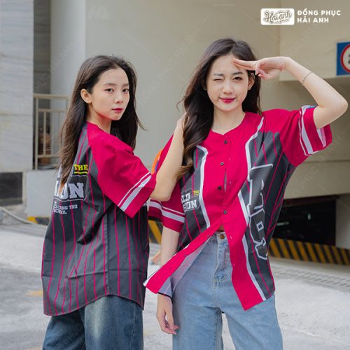Áo Lớp Sơ Mi Baseball Hồng Đậm - Hình 2
