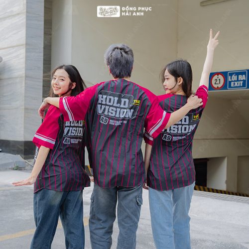 Áo Lớp Sơ Mi Baseball Hồng Đậm - Hình 4