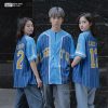 Áo Lớp Sơ Mi Baseball Xanh Dương