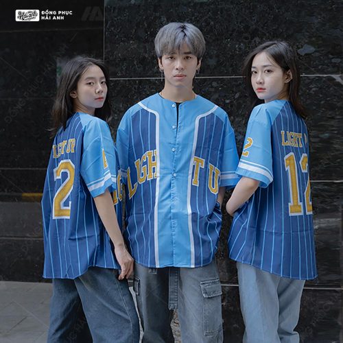 Áo Lớp Sơ Mi Baseball Xanh Dương