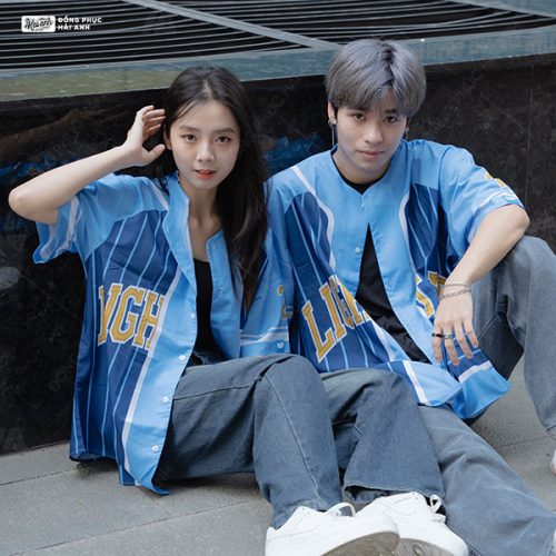 Áo Lớp Sơ Mi Baseball Xanh Dương - Hình 1