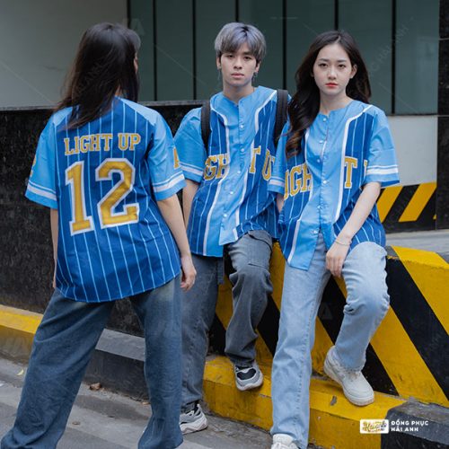 Áo Lớp Sơ Mi Baseball Xanh Dương - Hình 3