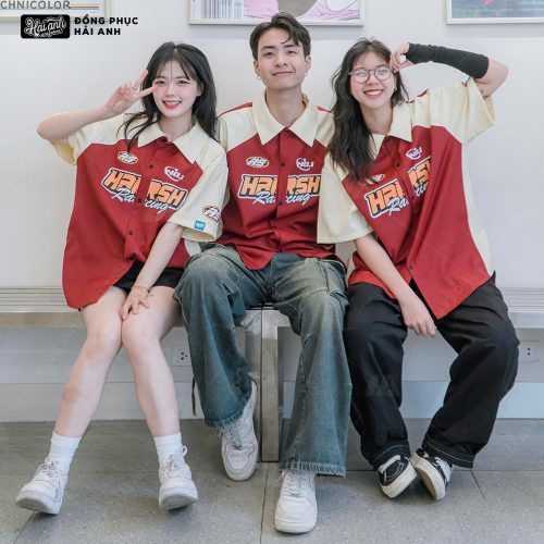 Áo Lớp Sơ Mi Oversize Chasing Màu Đỏ Đô