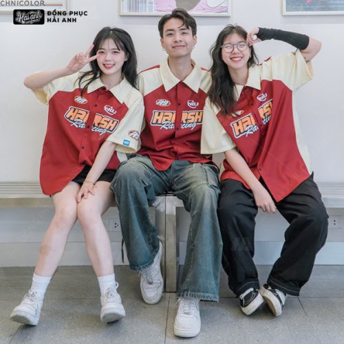 Áo Lớp Sơ Mi Oversize Chasing Màu Đỏ Đô Cá Tính Cho GenZ