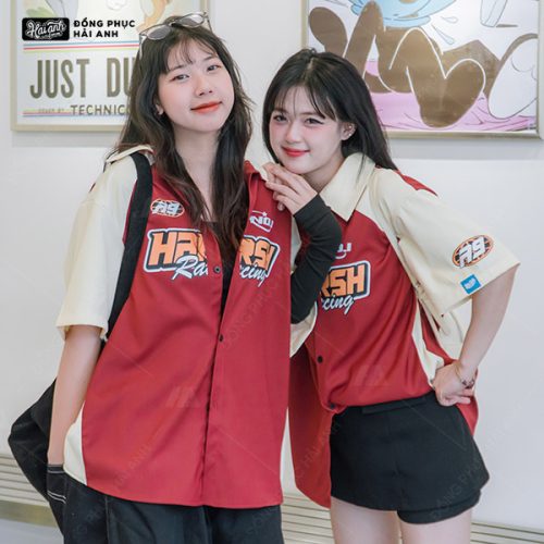 Áo Lớp Sơ Mi Oversize Chasing Màu Đỏ Đô Cool Ngầu 