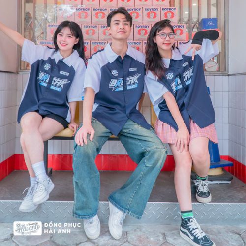Áo Lớp Sơ Mi Oversize Chasing Màu Xanh Đen