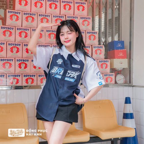 Áo Lớp Sơ Mi Oversize Chasing Màu Xanh Đen Phối Tay Cực Ngầu