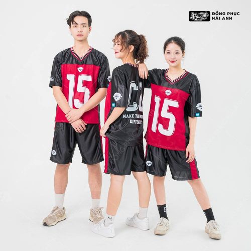 Áo Lớp Sporty Màu Đen Kết Hợp Màu Đỏ