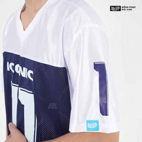 Áo Lớp OverSize Sporty Màu Trắng Kết Hợp Màu Xanh Đen