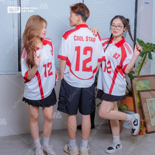 Áo Lớp Trophy Màu Trắng Gạo Kết Hợp Màu Đỏ Đô