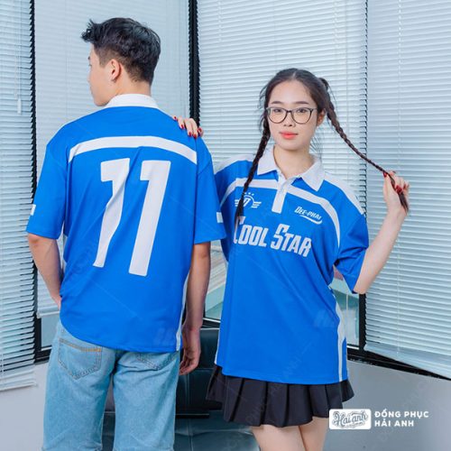 Áo Lớp Polo Oversize Trophy Màu Xanh Bích Trẻ Trung