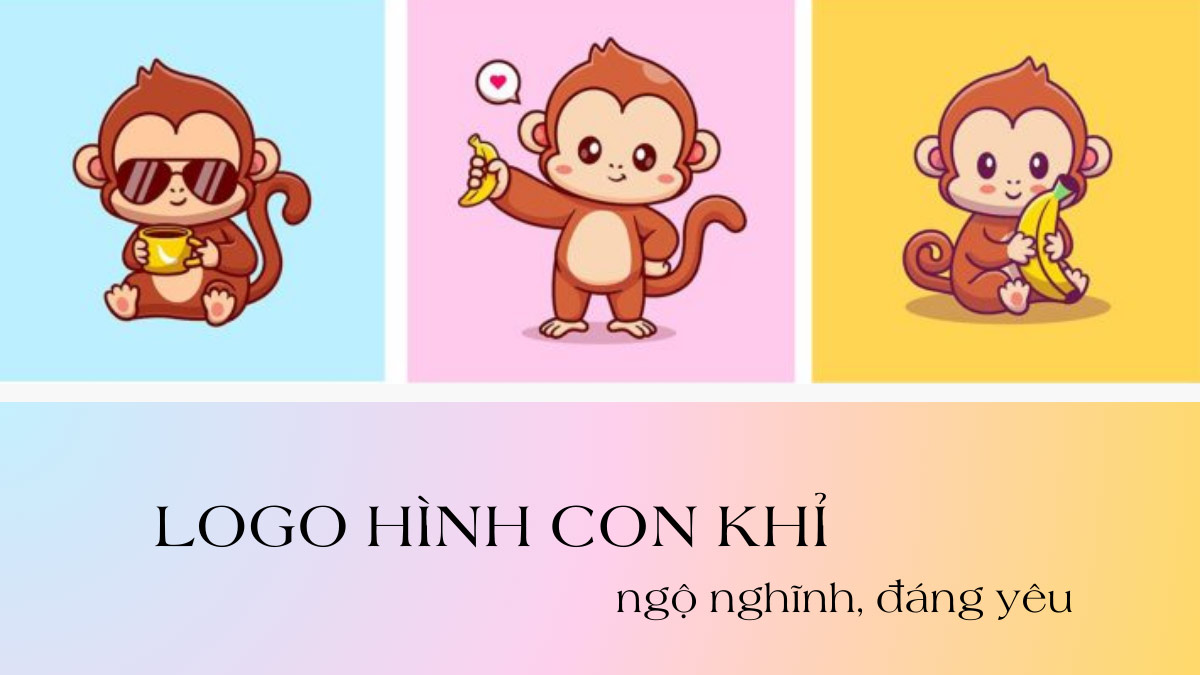 Logo hình con khỉ ngộ nghĩnh, đáng yêu