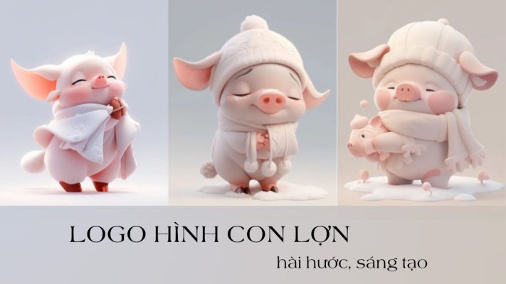 Logo hình con lợn hài hước, sáng tạo
