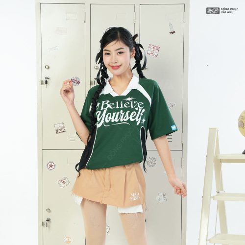 Hustle xanh iris - Mẫu áo lớp đẹp mang phong cách hiện đại, phóng khoáng