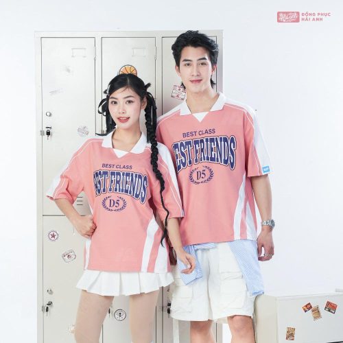 Áo lớp polo oversize Monster màu lòng tôm cá tính