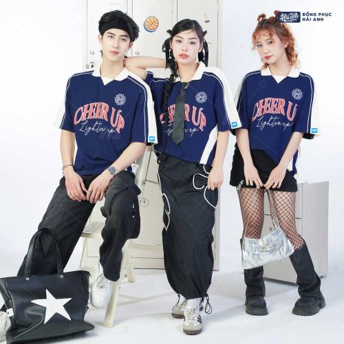 Áo lớp polo oversize Monster màu xanh đen phong cách