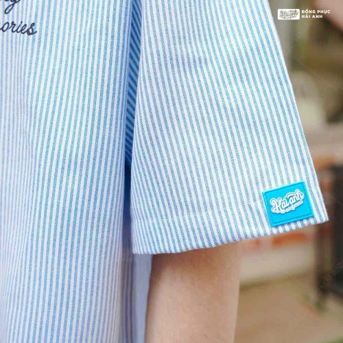 Ảnh cận chất áo lớp Academy màu bích 1