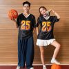 Áo thun đồng phục lớp oversize cổ tim màu đen - Hình 1