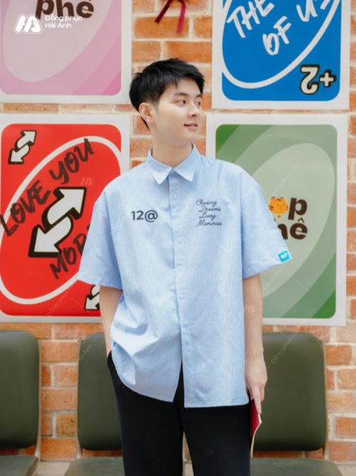 Áo lớp sơ mi oversize Academy màu bích - Hình 4