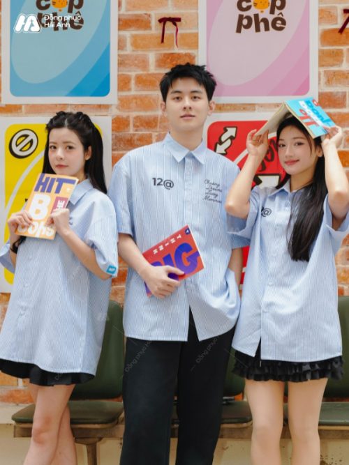 Áo lớp sơ mi oversize Academy màu bích - Hình 3