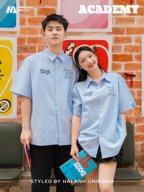 Áo lớp sơ mi oversize Academy màu bích - Hình 1