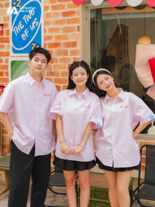 Áo lớp sơ mi oversize Academy màu hồng - Hình 2
