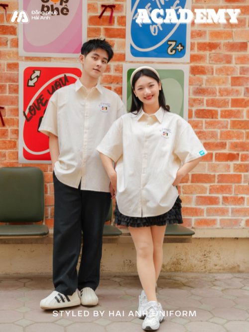 Áo lớp sơ mi oversize Academy màu vàng - Hình 1