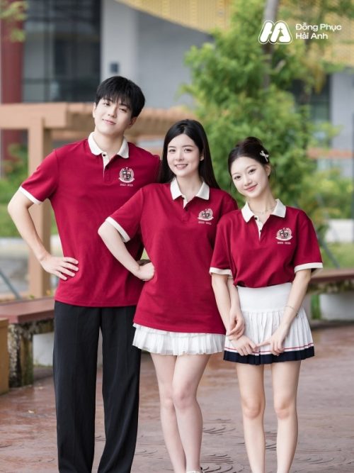 Mẹo mix & match chuẩn đẹp với áo đồng phục lớp polo oversize Besties màu đỏ đô